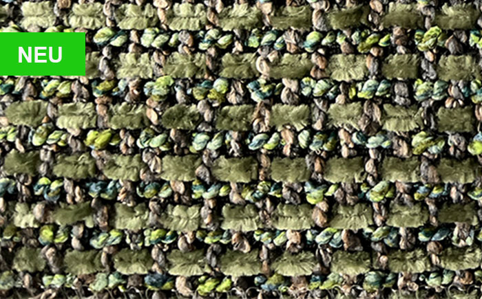 Farb-Kachel mit gleichmäßig strukturierter Oberfläche in dezentem Moosgrün – Stoff Nr. 67B – dezent und weich texturiert, zur Bezugsauswahl für alle Stühle und Bänke der Möbelmarke Hartmann.