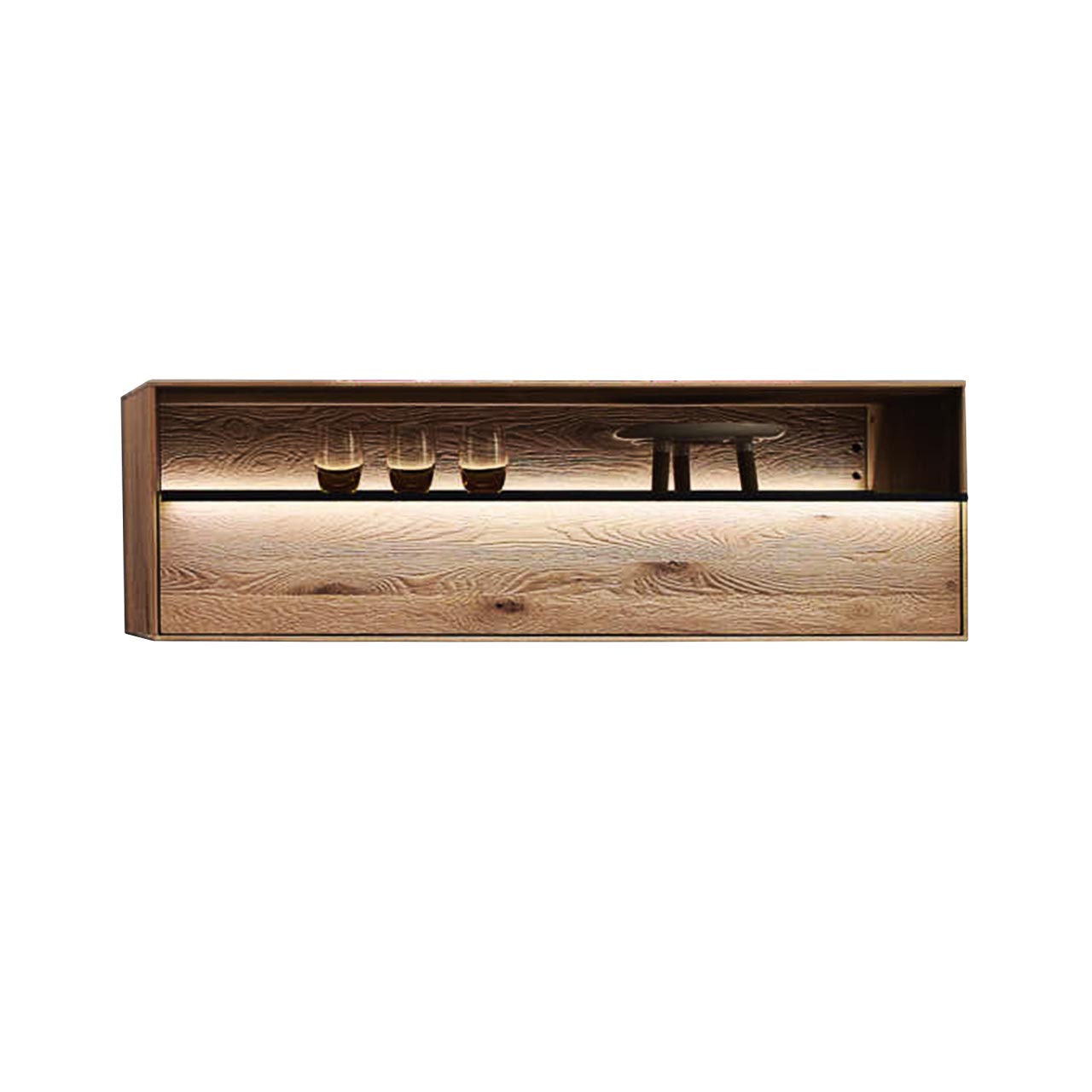 hartmann_ANEA_8530-2131_haengevitrine Hängevitrine aus Massivholz mit zweigeteilter Front, halb Holz, halb Glas