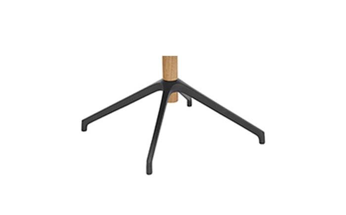 Vier-Fuß Holz-/Metallgestell in Stativform - Vier nach oben zulaufende Metallfüße in dunklem anthrazit gebündelt in einem zentral aufgesetzten Holzstandrohr