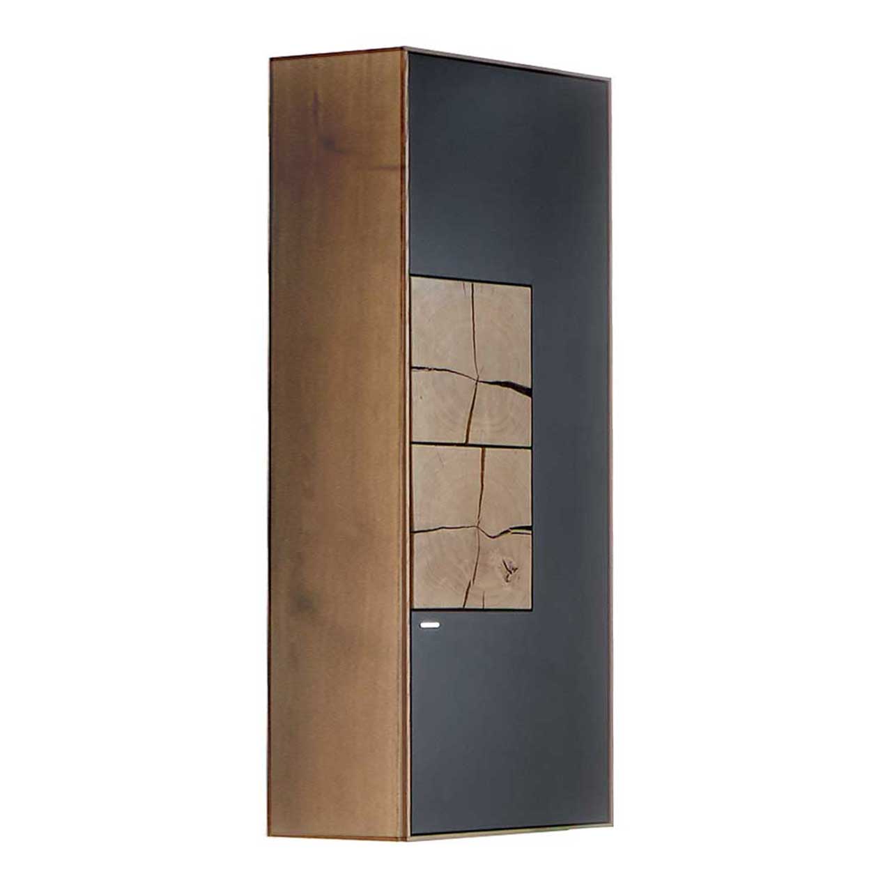 Hartmann CAYA - Hängeelement 7170-7052A re. - Türanschlag rechts Moderner Hängeschrank aus massiver Kerneiche Umato mit Mattglas anthrazit Tür und zwei dekorativen, rechteckigen Hirnholzscheiben.