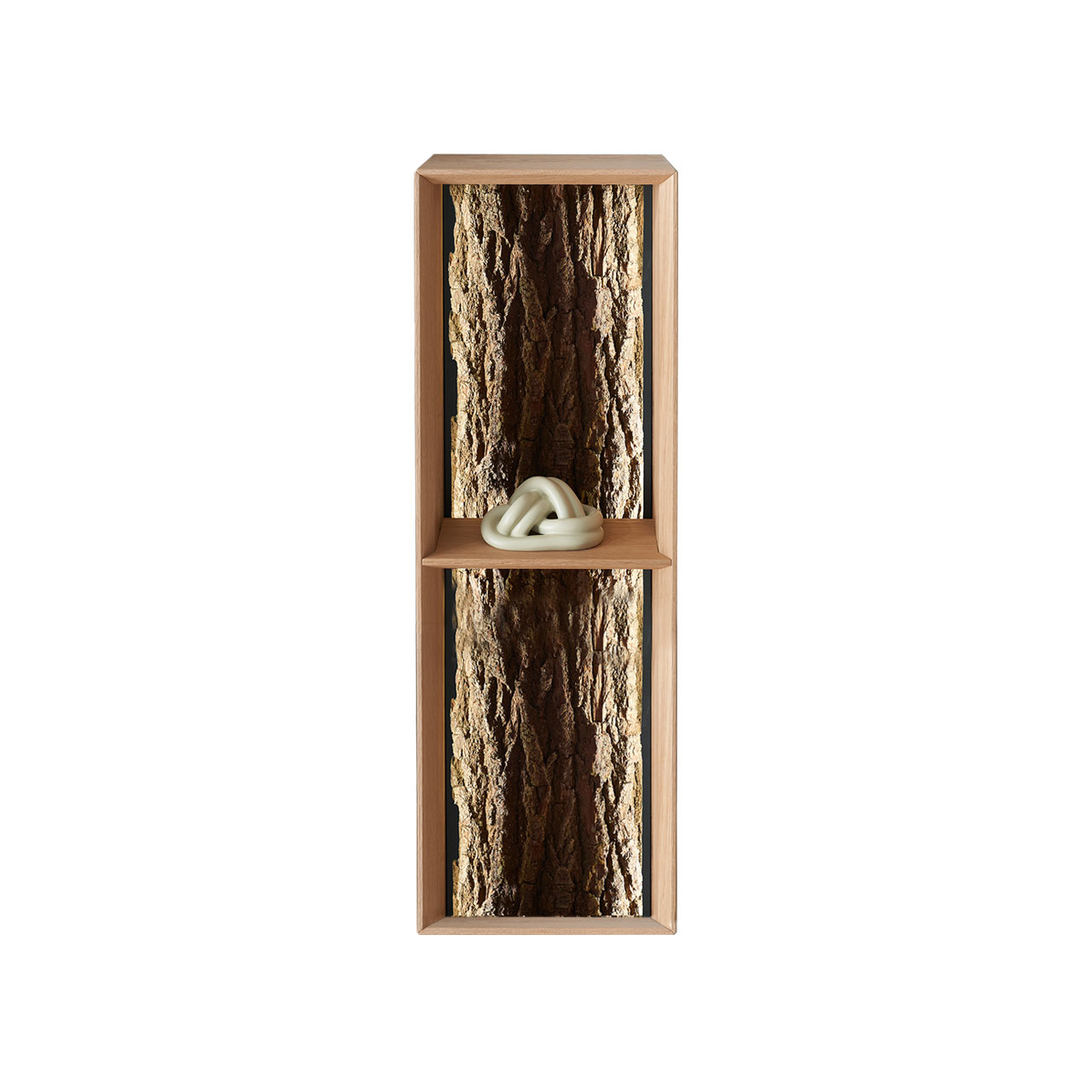 Hartmann SALVO Garderoben - Regalelement 8550G-4034 - mit Baumrinde Modernes Regal aus massiver Kerneiche Natur mit Ablageboden und sichtbarer Rückwand mit echter Baumrinde.