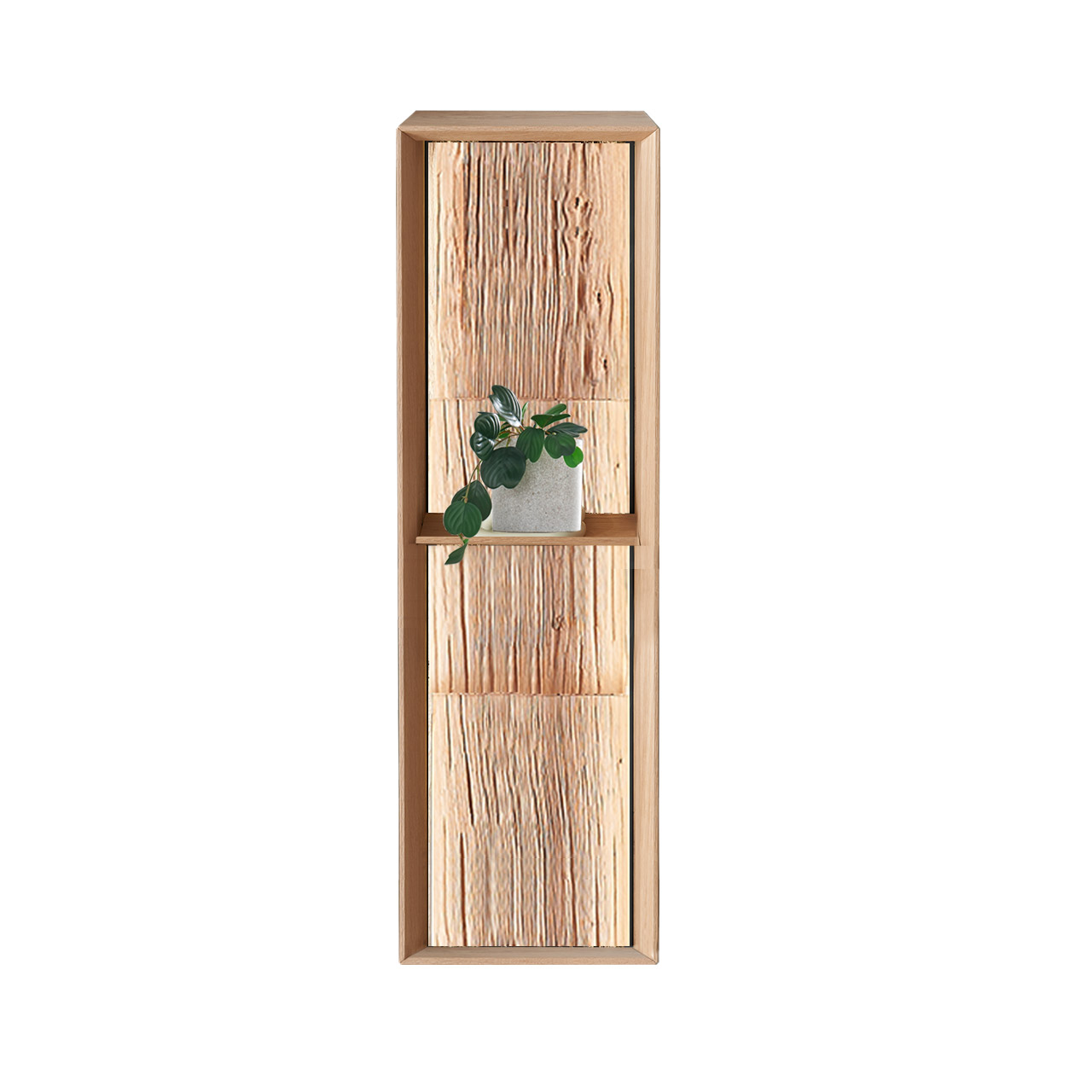 Hartmann SALVO Garderoben - Regalelement 8550G-5035 - mit Spaltholz Modernes Regal aus massiver Kerneiche Natur mit Ablageboden und sichtbarer Spaltholz-Rückwand.