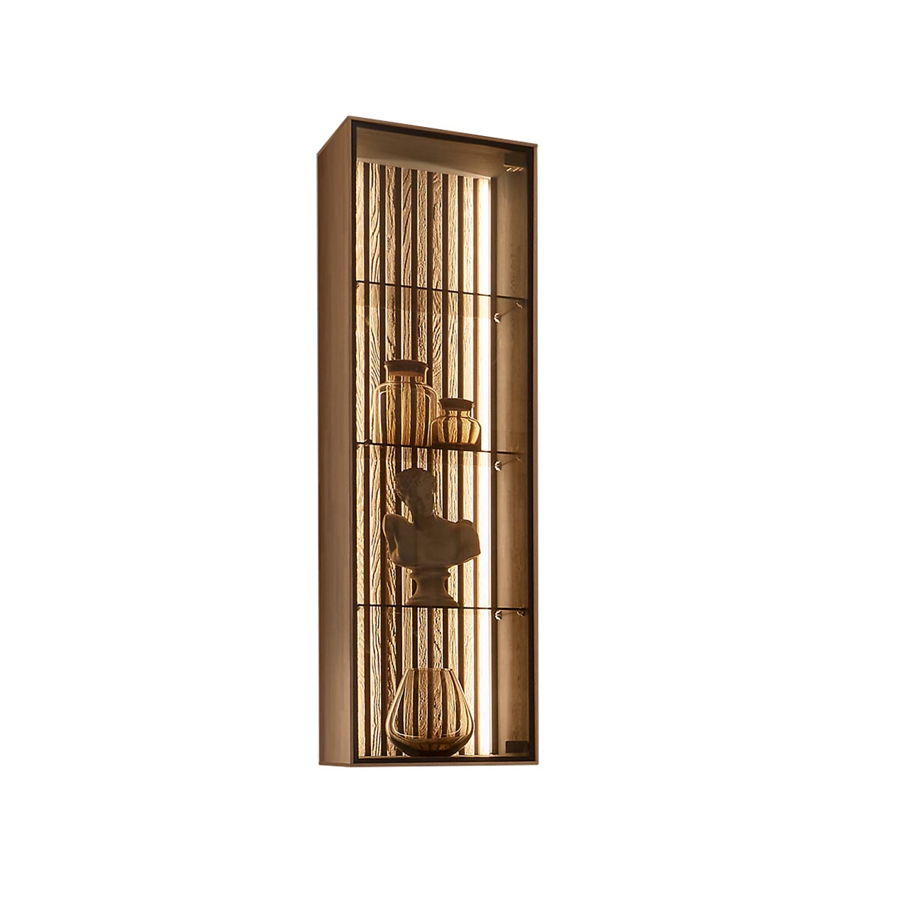 Hartmann SELINO - Hängevitrine 8560-8042 re. - Türanschlag rechts Moderne Hängevitrine aus hellem Massivholz mit Glastür, drei Glaseinlegeböden und heller Holzlamellen-Rückwand.