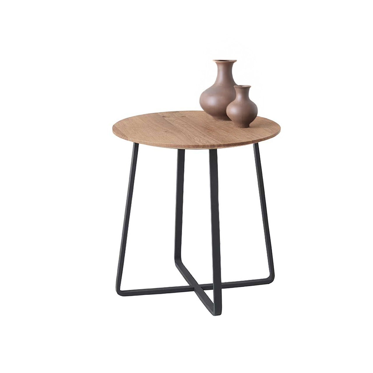 Hartmann NATURWERKE - Beistelltisch 7100C-0462 Moderner Beistelltisch mit runder Tischplatte aus Kerneiche Umato und Metallgestell anthrazit.