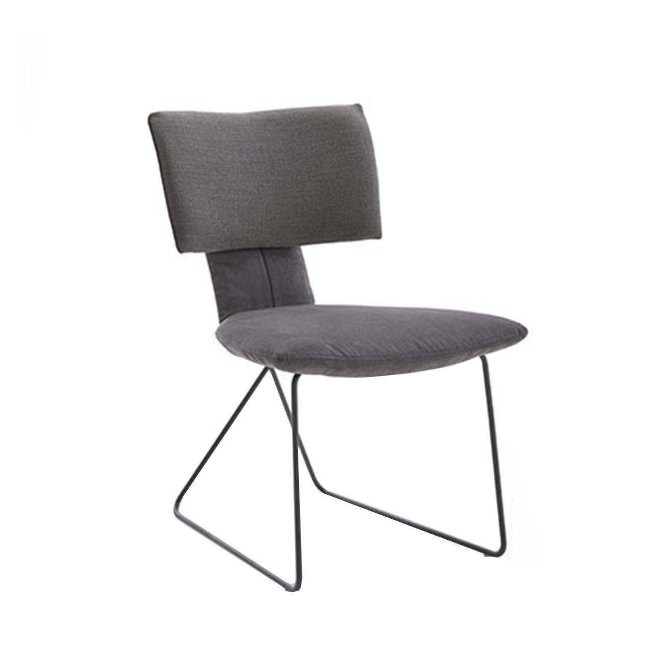 Hartmann SELINO - Stuhl Ella 8560-1705 Moderner Esszimmerstuhl mit gepolstertem Sitz und Rücken in schwarzem Leder und filigranem Metallgestell in Anthrazit.