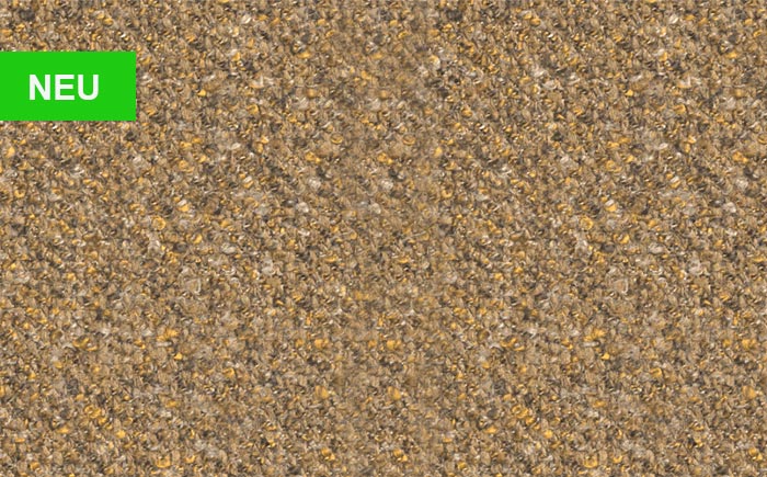 Farb-Kachel mit gleichmäßig strukturierter Oberfläche mit dezenter Melierung in Dunkelgold-orangenem Farbmix – Stoff Nr. 61B – angenehm und weich texturiert, zur Bezugsauswahl für alle Stühle und Bänke der Möbelmarke Hartmann