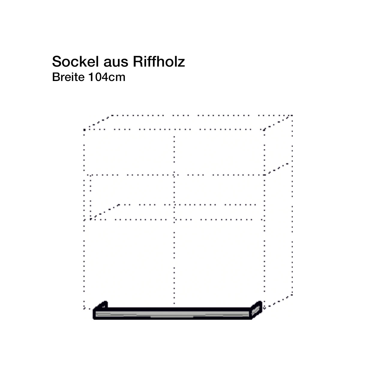 hartmann_BENJO_7220W-8103_sockel.B104cm Strichzeichnung eines Sideboards mit Sockel