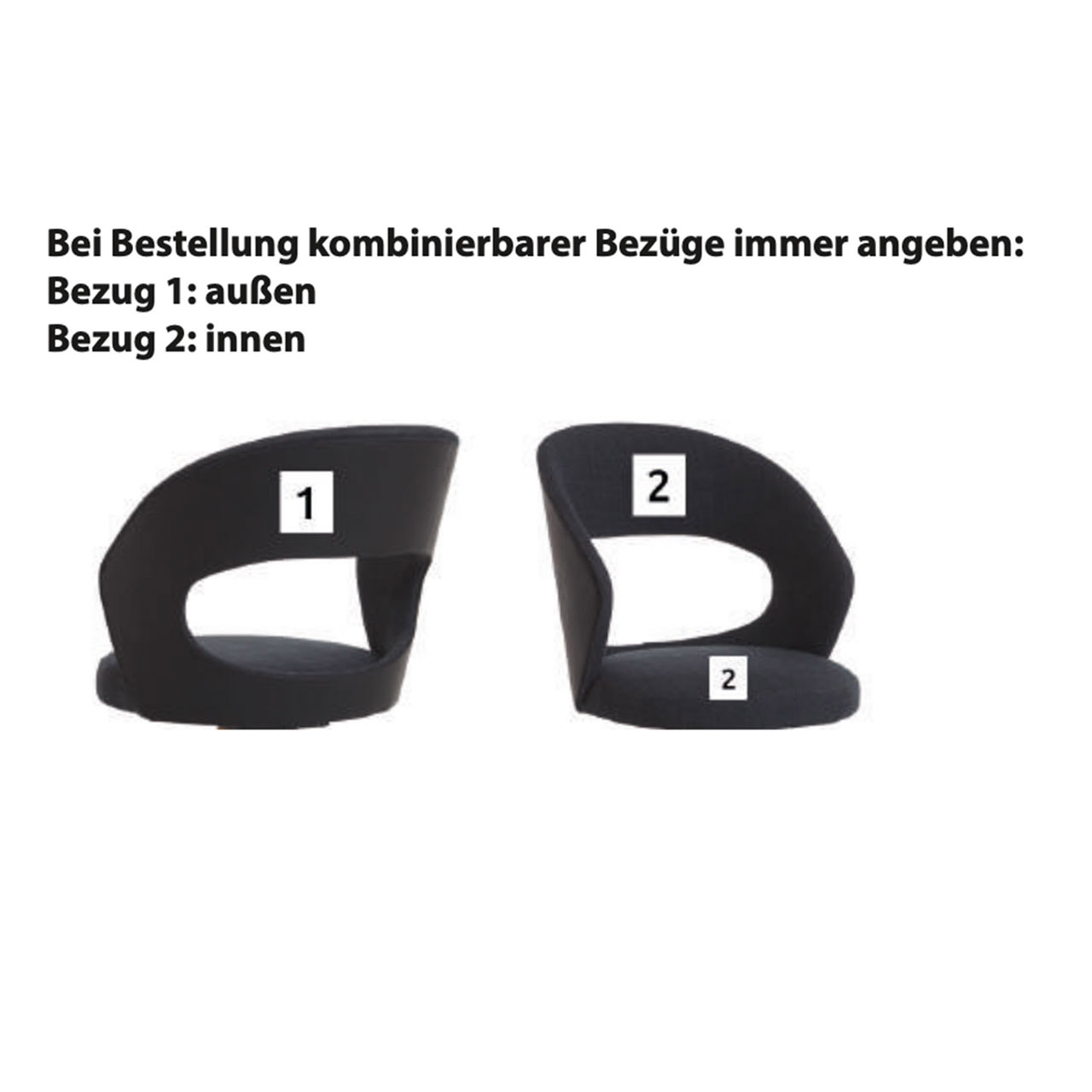 Bestellhinweis zu Bezügen beim Runa Ricardo Stuhl 1700. Bezug kann variabel innen und außen kombiniert werden. Hartmann RUNA - Esszimme