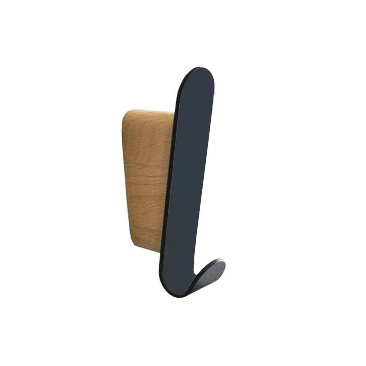 Hartmann SALVO Garderoben - Wandhaken 8550G-1020 Robuster Garderobenhaken aus Metall anthrazit, hinten mit Holzapplikation in Kerneiche Natur.