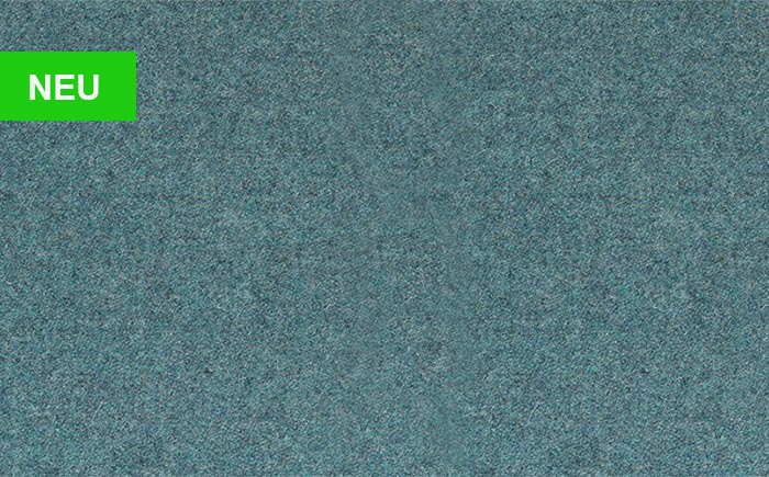 Farb-Kachel mit gleichmäßig strukturierter Oberfläche in leicht mattem Türkisblau – Stoff Nr. 64B – dezent und weich texturiert, zur Bezugsauswahl für alle Stühle und Bänke der Möbelmarke Hartmann.