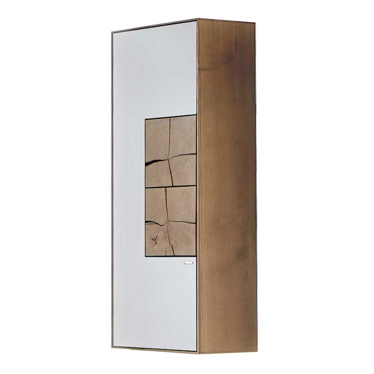 Hartmann CAYA - Hängeelement 7170-7055W li. - Türanschlag links Moderner Hängeschrank aus massiver Kerneiche Umato mit Mattglas weiß Tür und zwei dekorativen, rechteckigen Hirnholzscheiben.