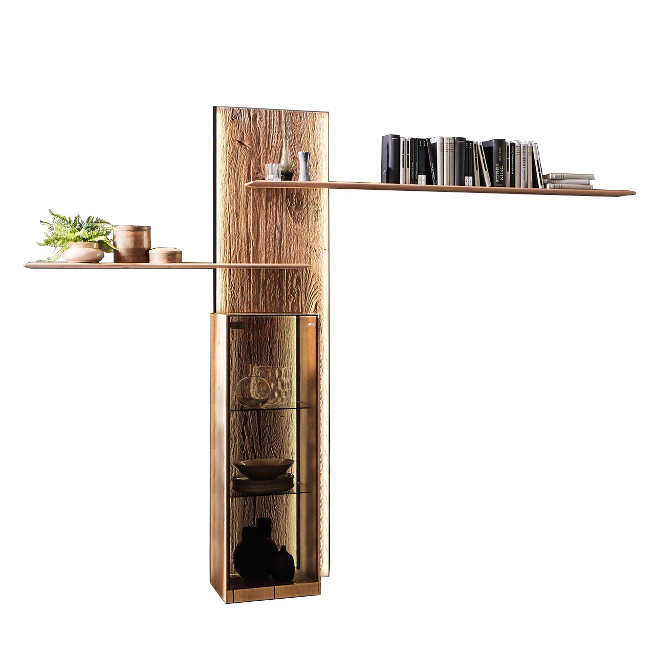 Holzpaneel mit integrierter Vitrine