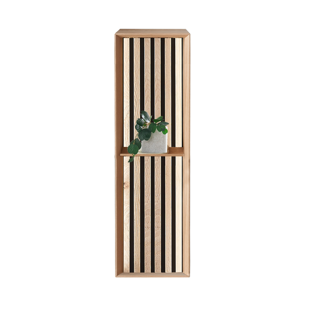 Hartmann SALVO Garderoben - Regalelement 8550G-5036 - mit Lamellen Modernes Regal aus massiver Kerneiche Natur mit Ablageboden und sichtbarer Holzlamellen-Rückwand.