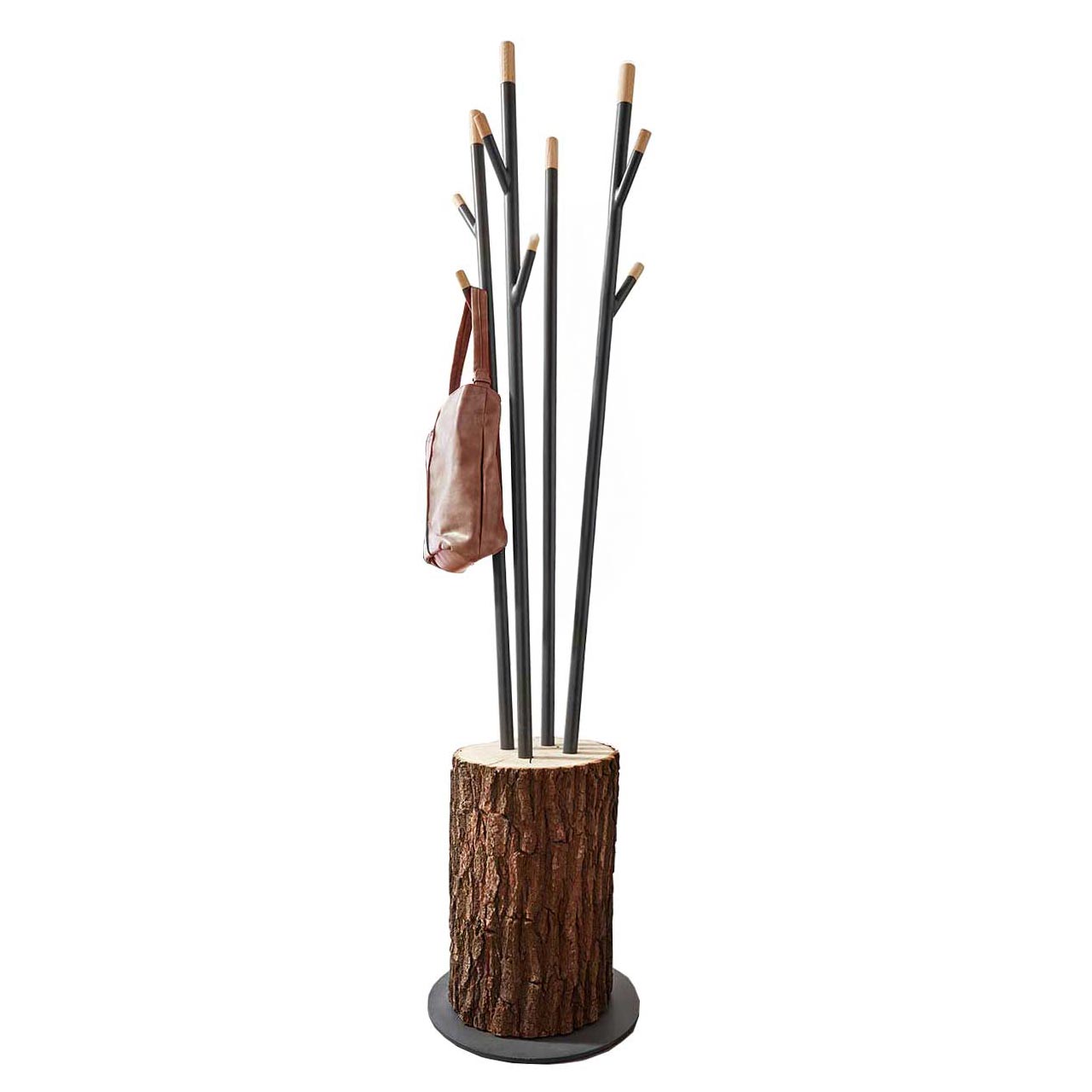 Hartmann SALVO Garderoben - Garderobenbaum 8550G-9059 Ausgefallener Kleiderständer in Form eines Baumes mit Baumstamm als Standfuß und fünf langen Metallstangen mit Holz-Keiderhaken.