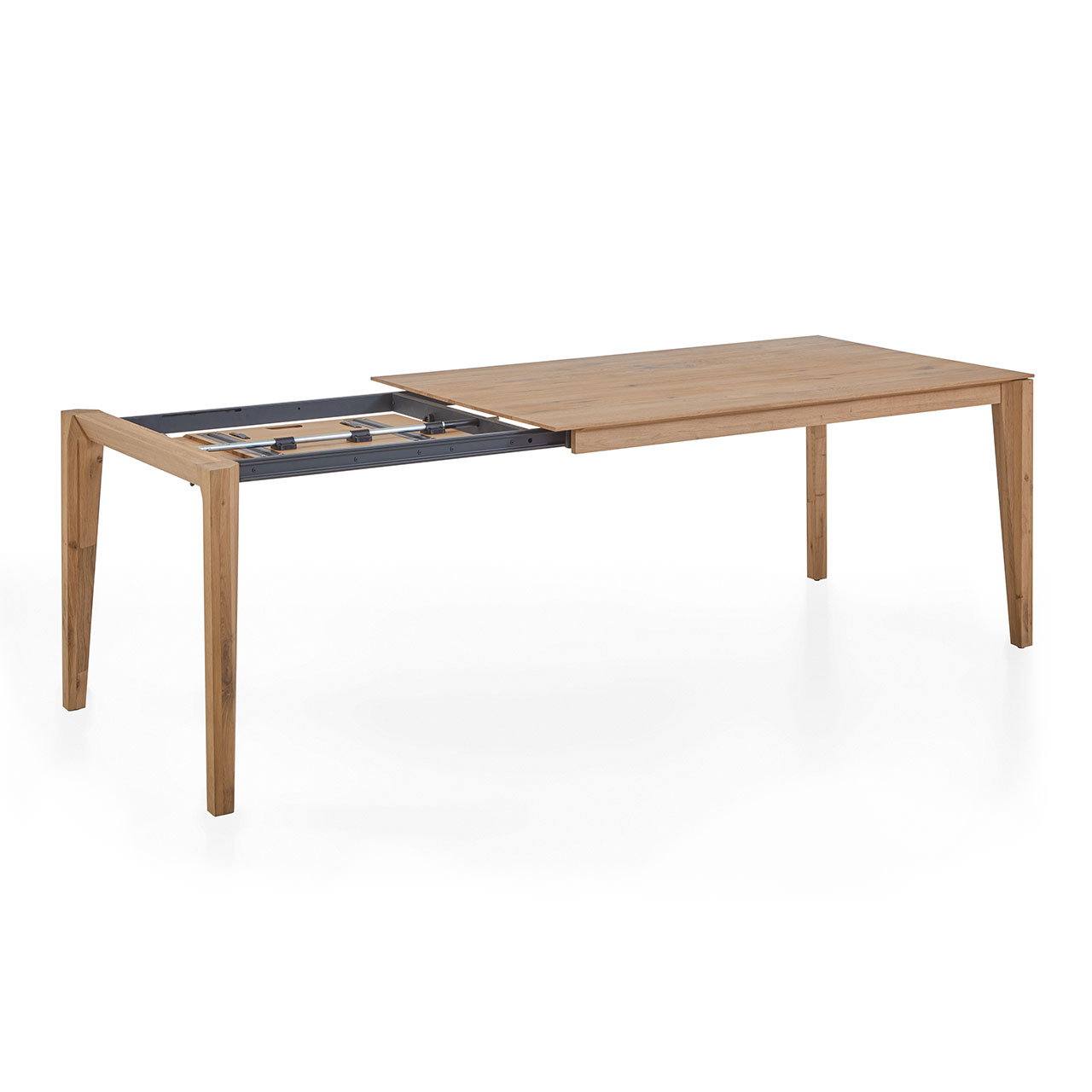 vier Holzbeinen - Abbildung zeigt den Pöttkerauszug, innenliegend die integrierte Tischplatte.