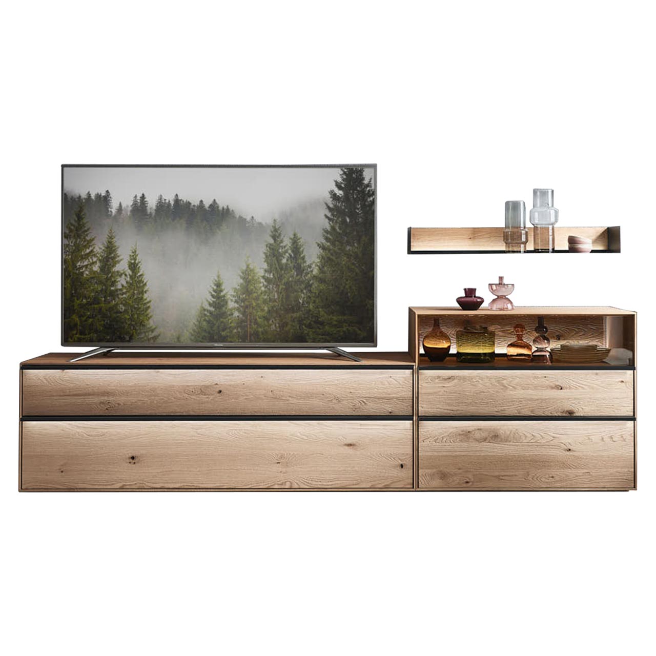 hartmann_ANEA_8530_Wohnwand_V24 Massivholz Lowboard als Freisteller, frontal