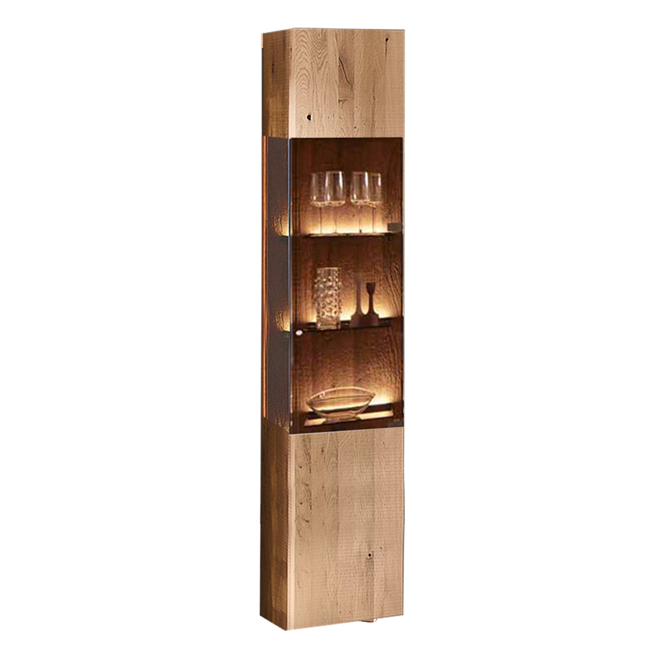 Hochvitrine aus massivem Holz und edlem Glas