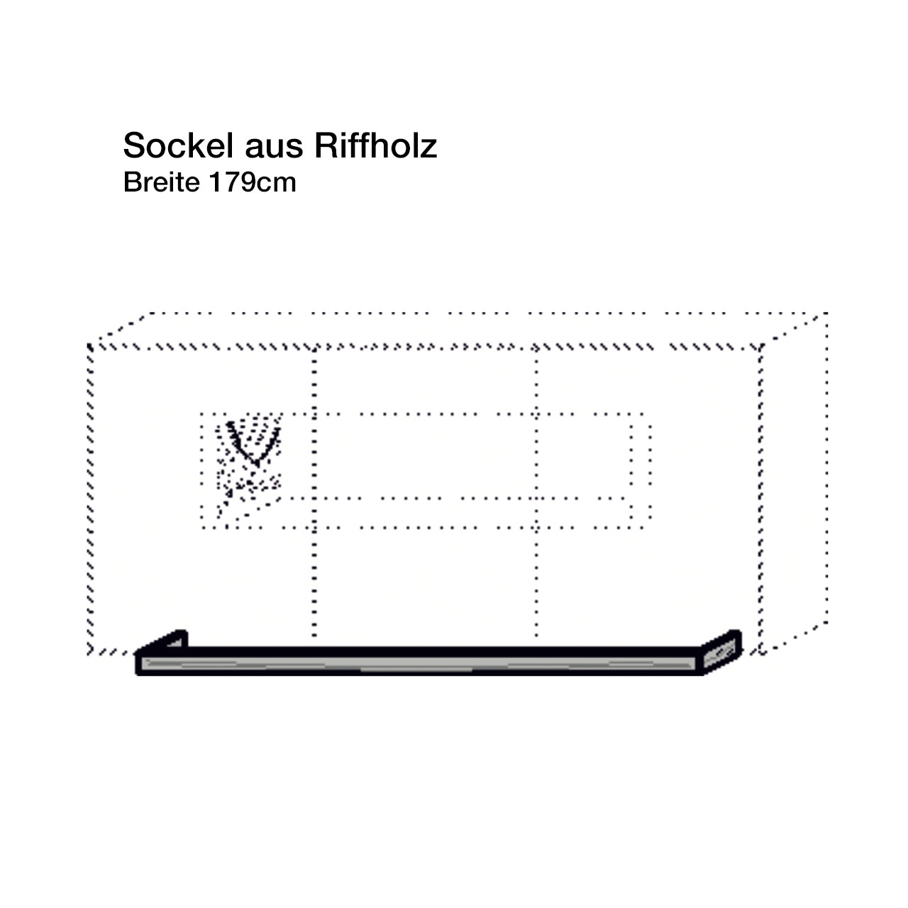 hartmann_BENJO_7220W-8183_sockel.B179cm Strichzeichnung eines Sideboards mit Sockel