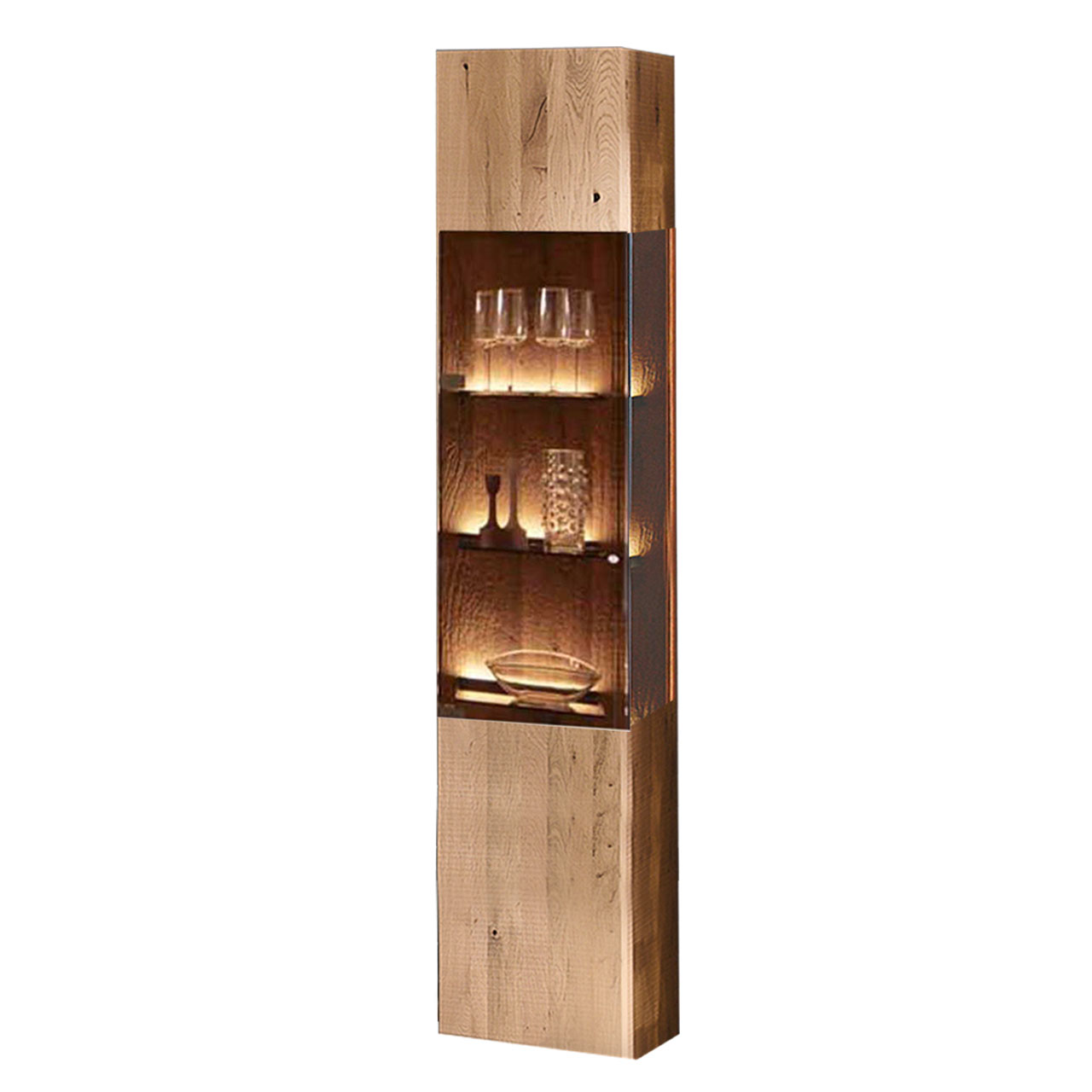 Hochvitrine aus massivem Holz und edlem Glas